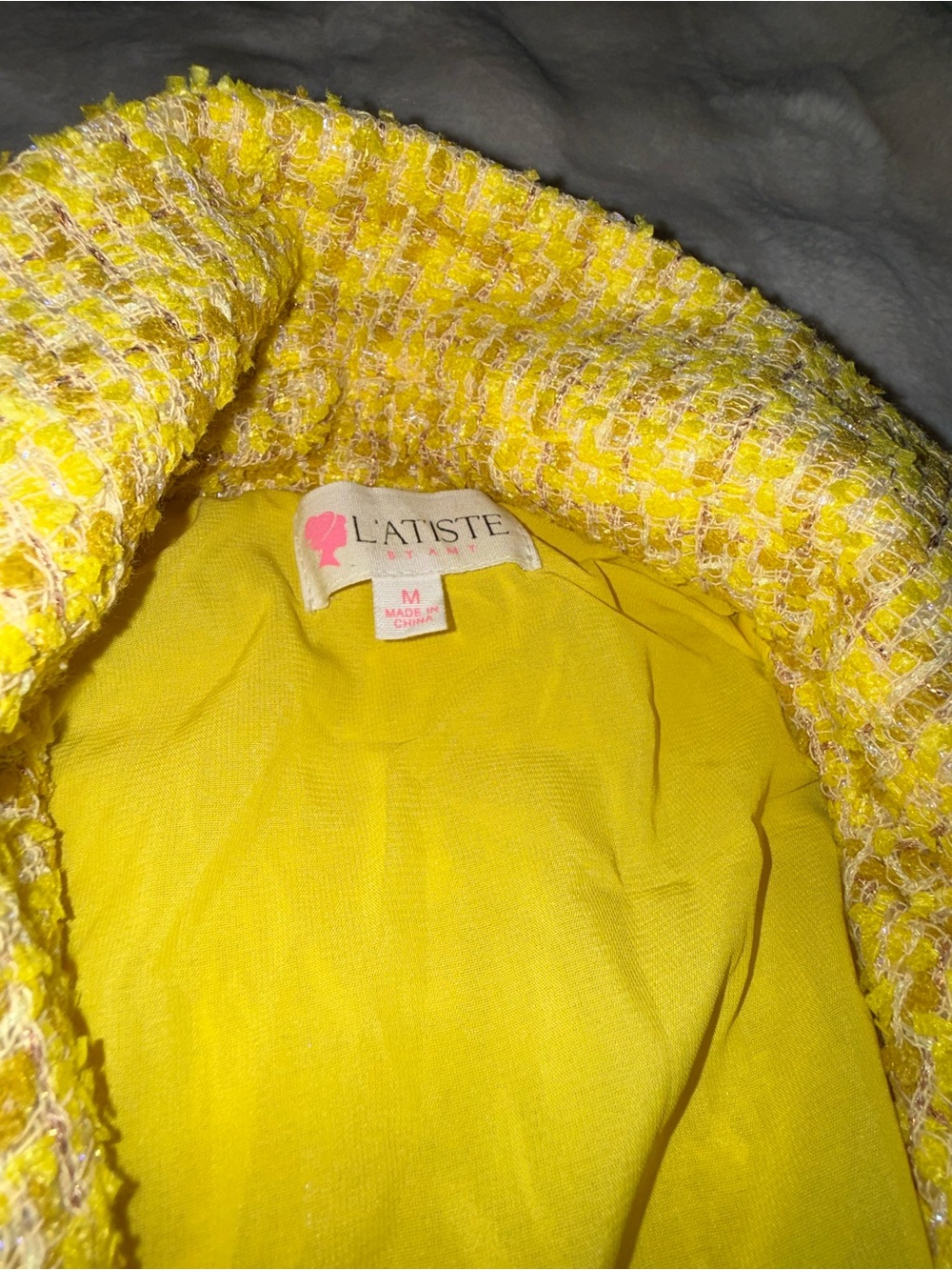 L'ATISTE Yellow Tweed Two-Piece Skirt Set - Picture 5 of 12